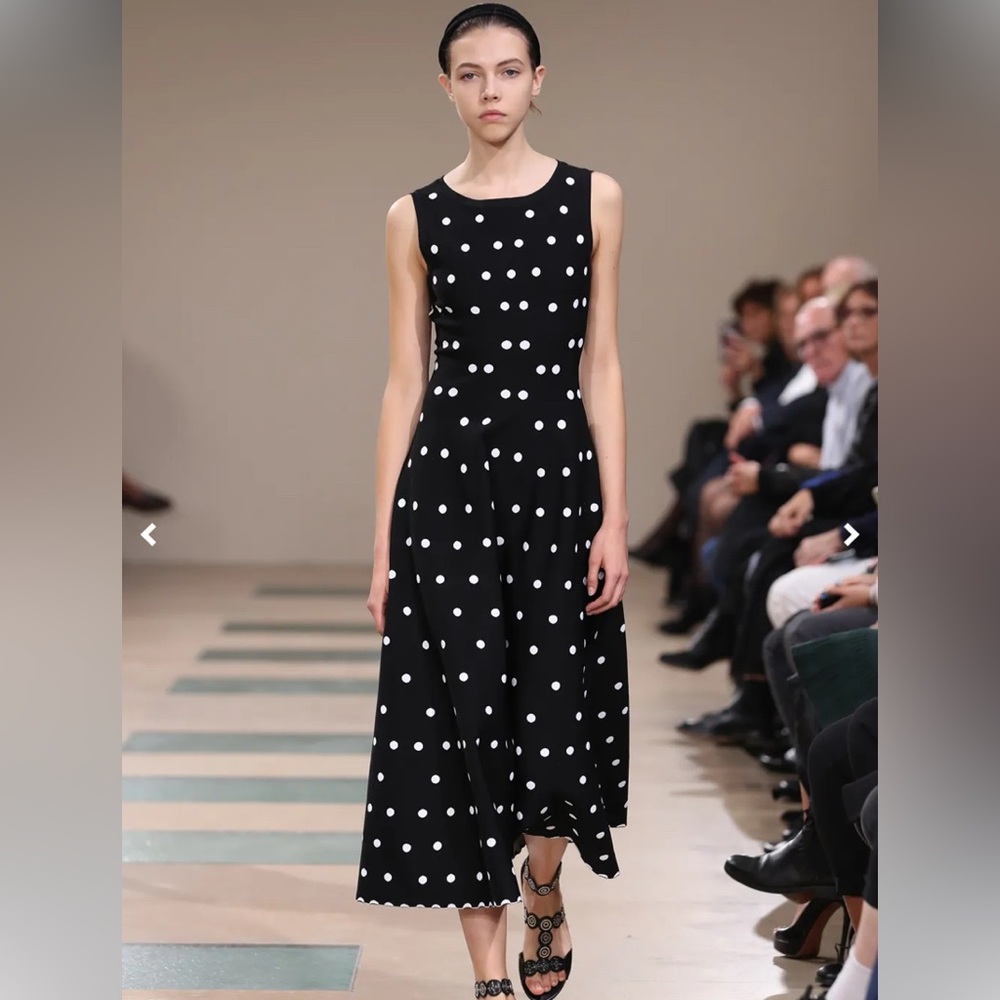 Alaia Spring 2017 Black and White Polka Dot Midi Dress